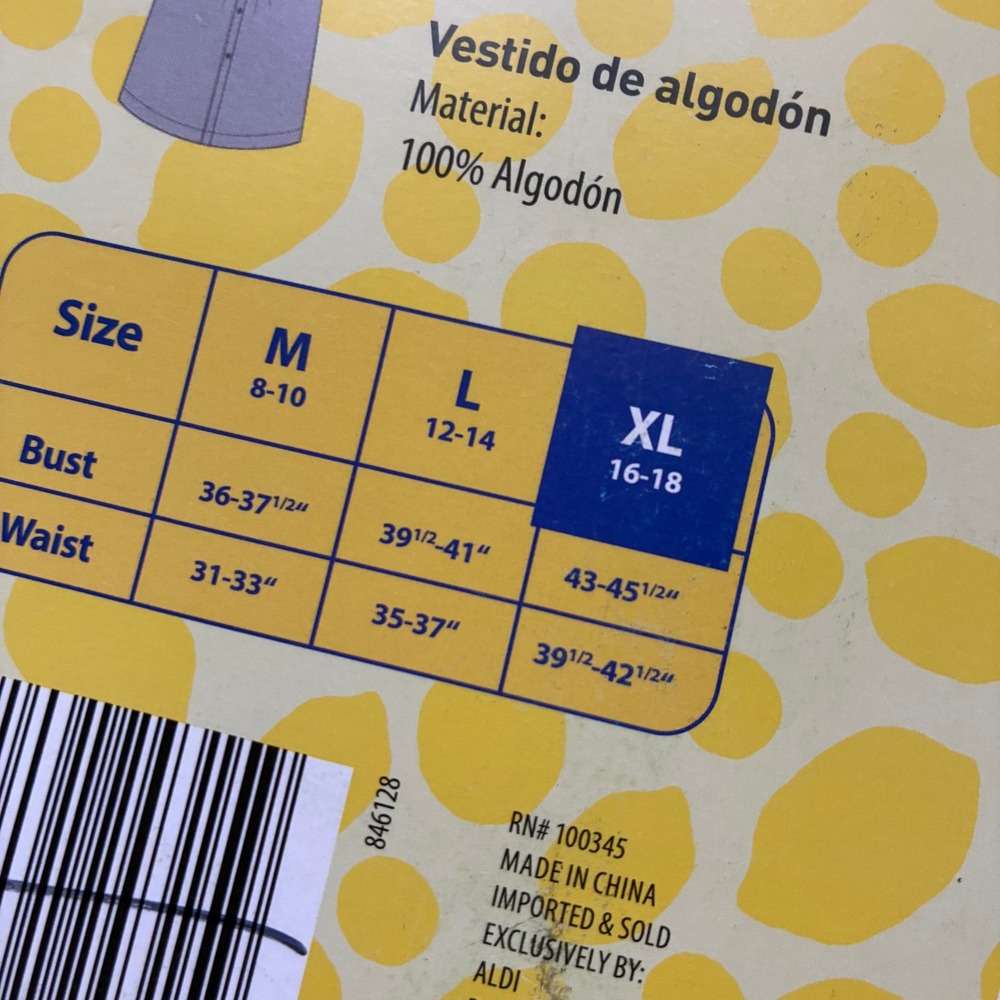 Alex's Lemonade Stand Woven Dress Size XL Yellow Lemon Print Summer Cottagecore - Picture 4 of 5